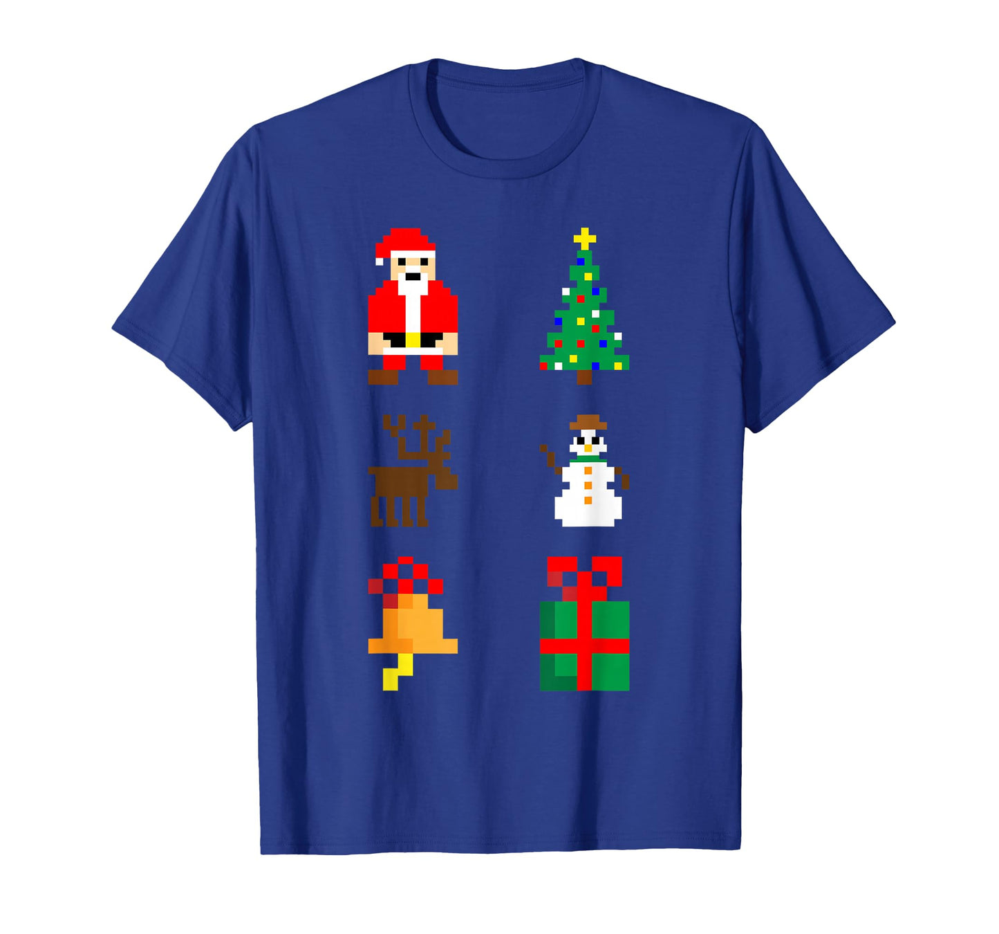 Santa Christmas Tree Deer Snowman Bell Gift Xmas Pixel Art T-Shirt