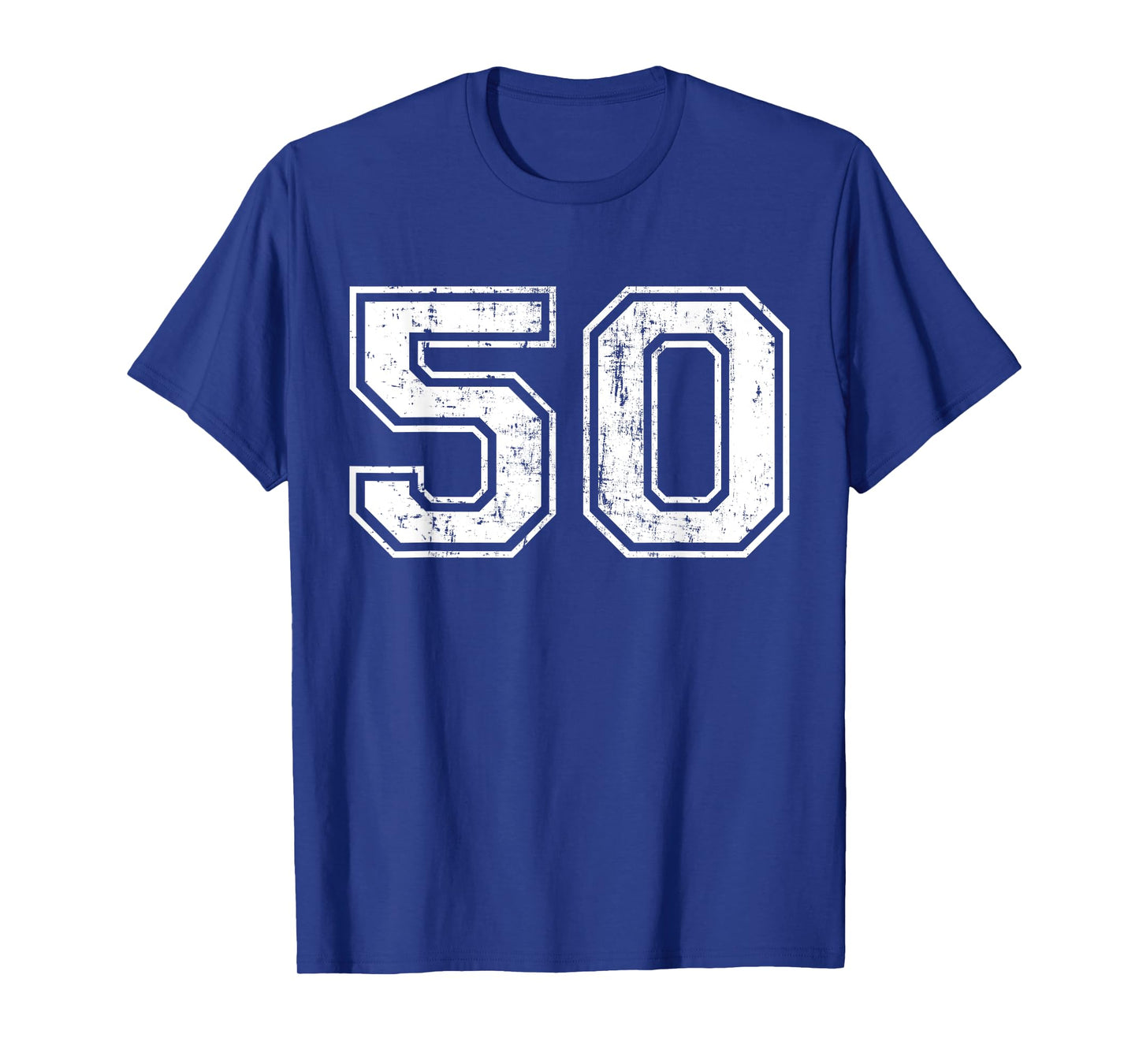 Number 50 Distressed Vintage Fifty Sports Training Practice T-Shirt