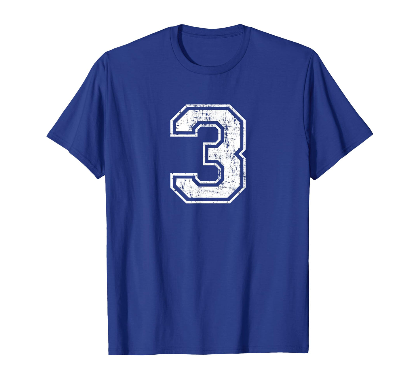 Number 3 Three Distressed Vintage Sports Training Practice T-Shirt