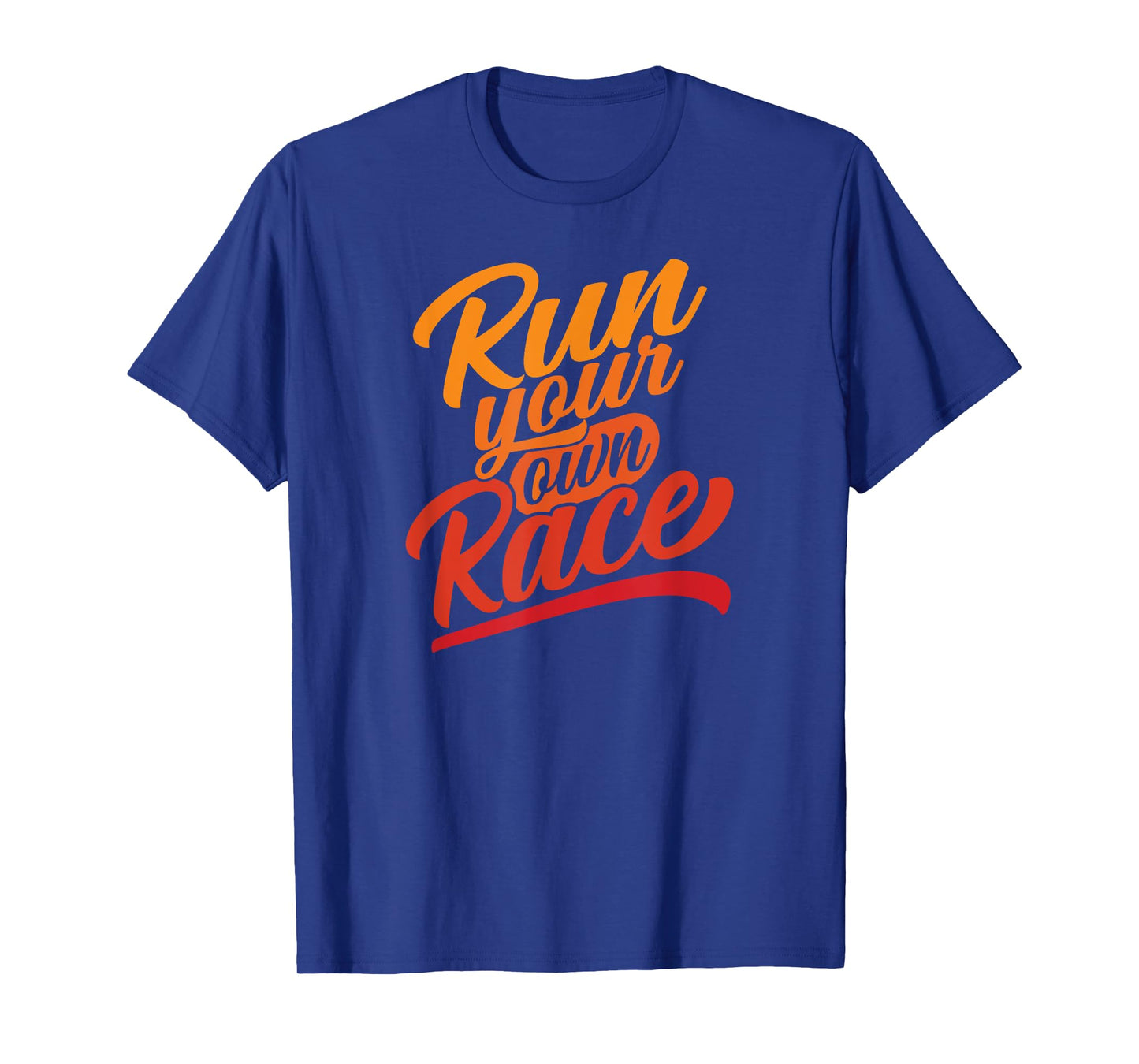 Trails of a Distance Runner Unisex-Adults Classic Fit Cotton Polyester Run your own Race Graphic T-Shirt Black Small