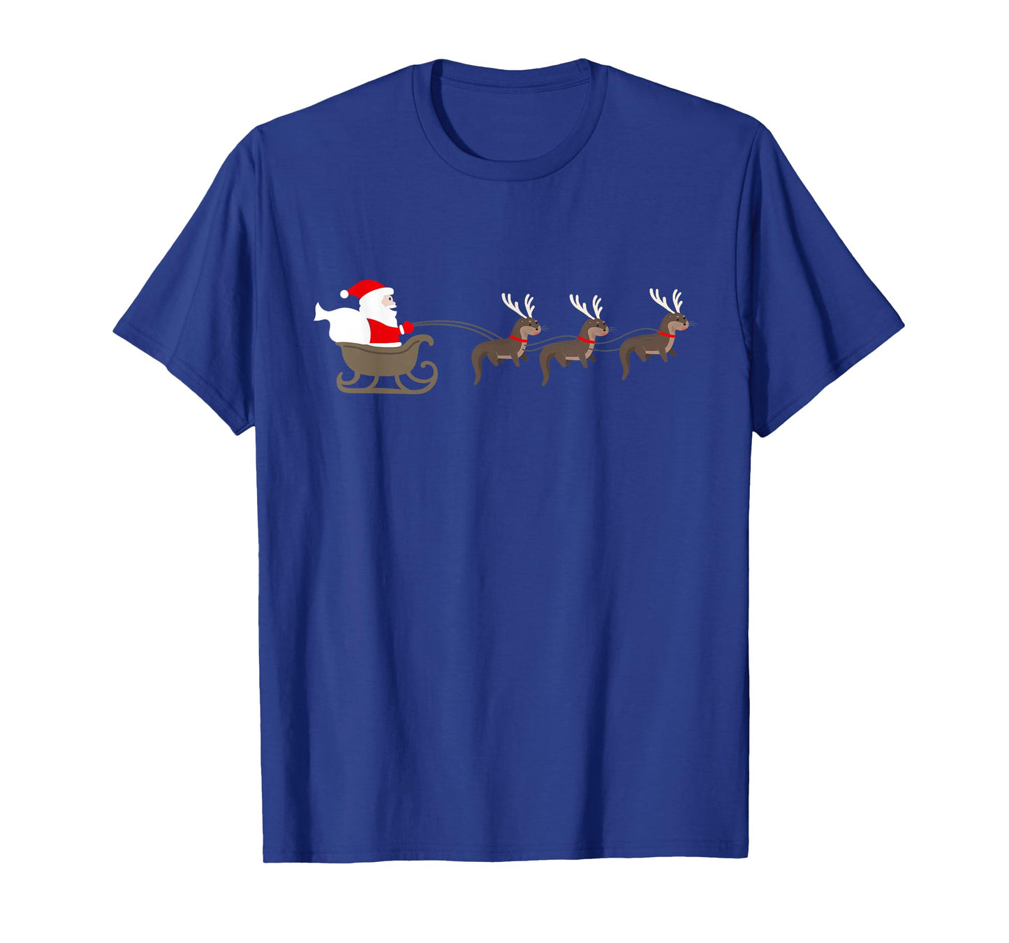 Sea Otter Cartoon Christmas Santa Reindeers Sled T-Shirt
