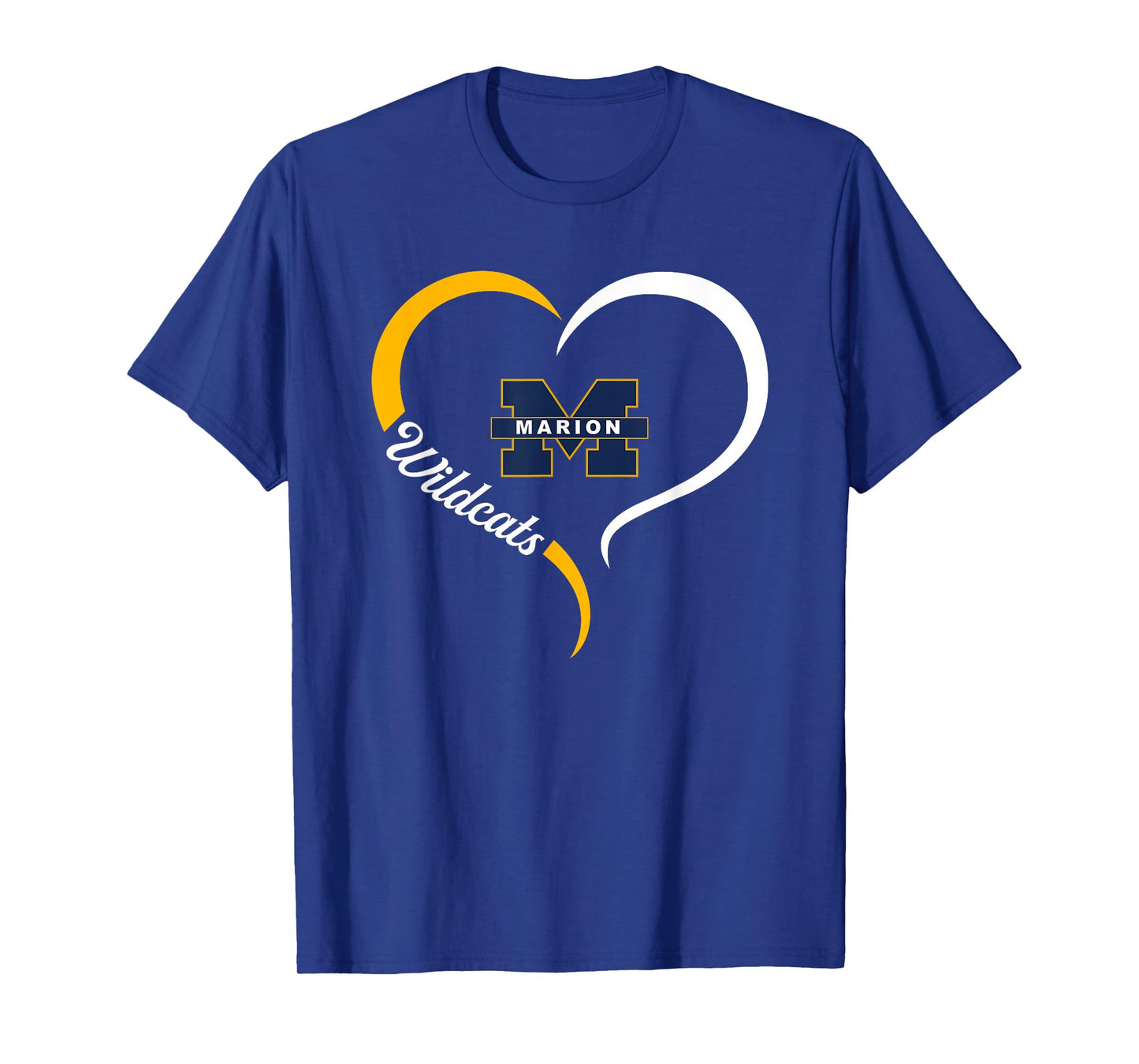 Marion Wildcats Logo Half Heart Slogan HS T-Shirt