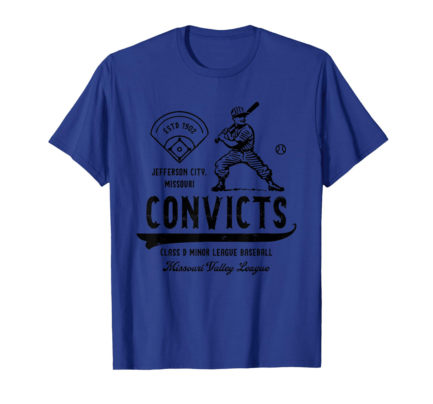 Jefferson City Convicts Missouri Vintage Defunct Baseball T-Shirt