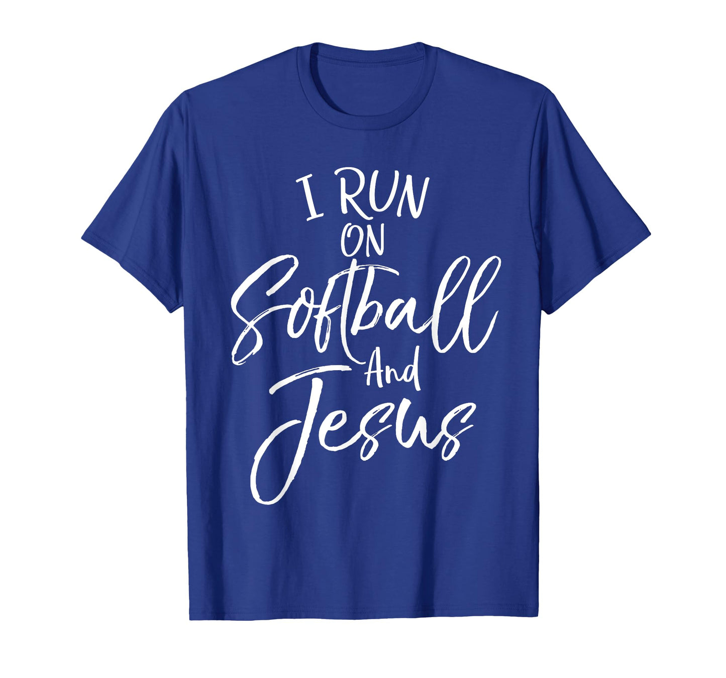 I Run on Softball and Jesus Shirt Fun Cute Christian Tee