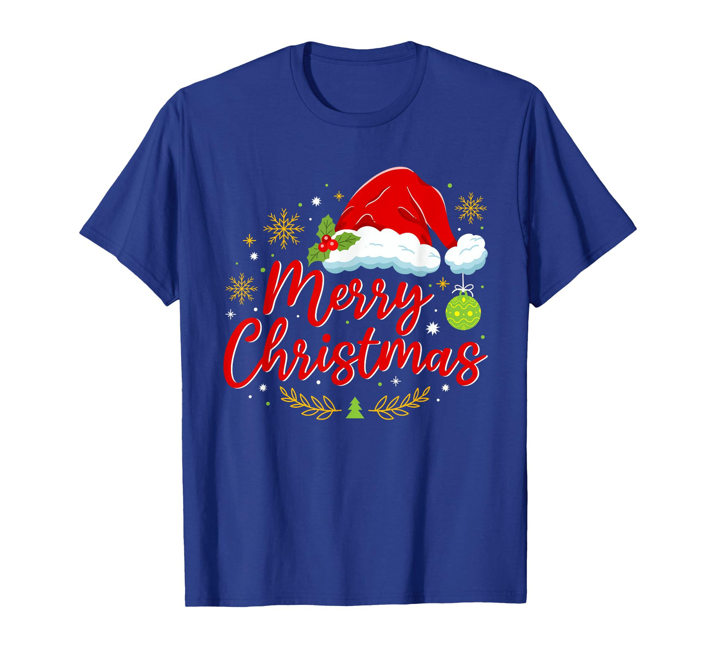 Festive Santa Hat with Holly Merry Christmas Men Women Kids T-Shirt