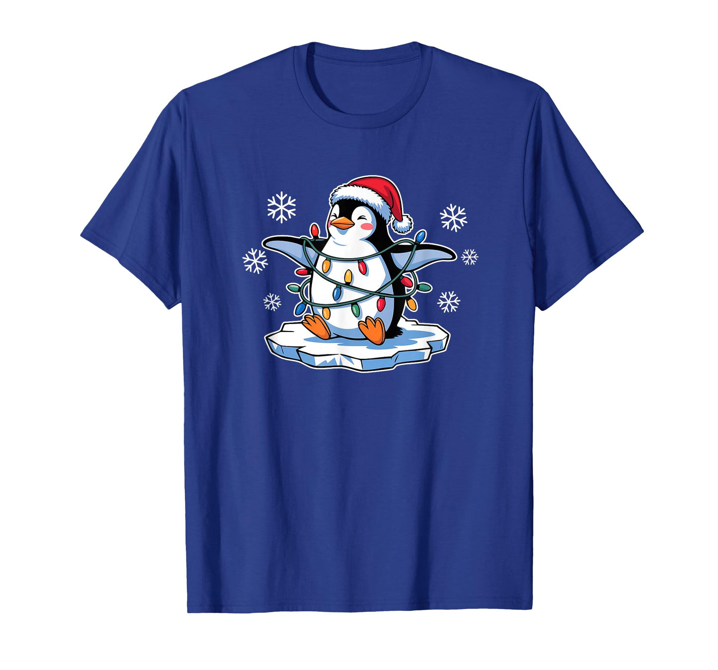 Happy Penguin in Christmas Lights Funny T-Shirt