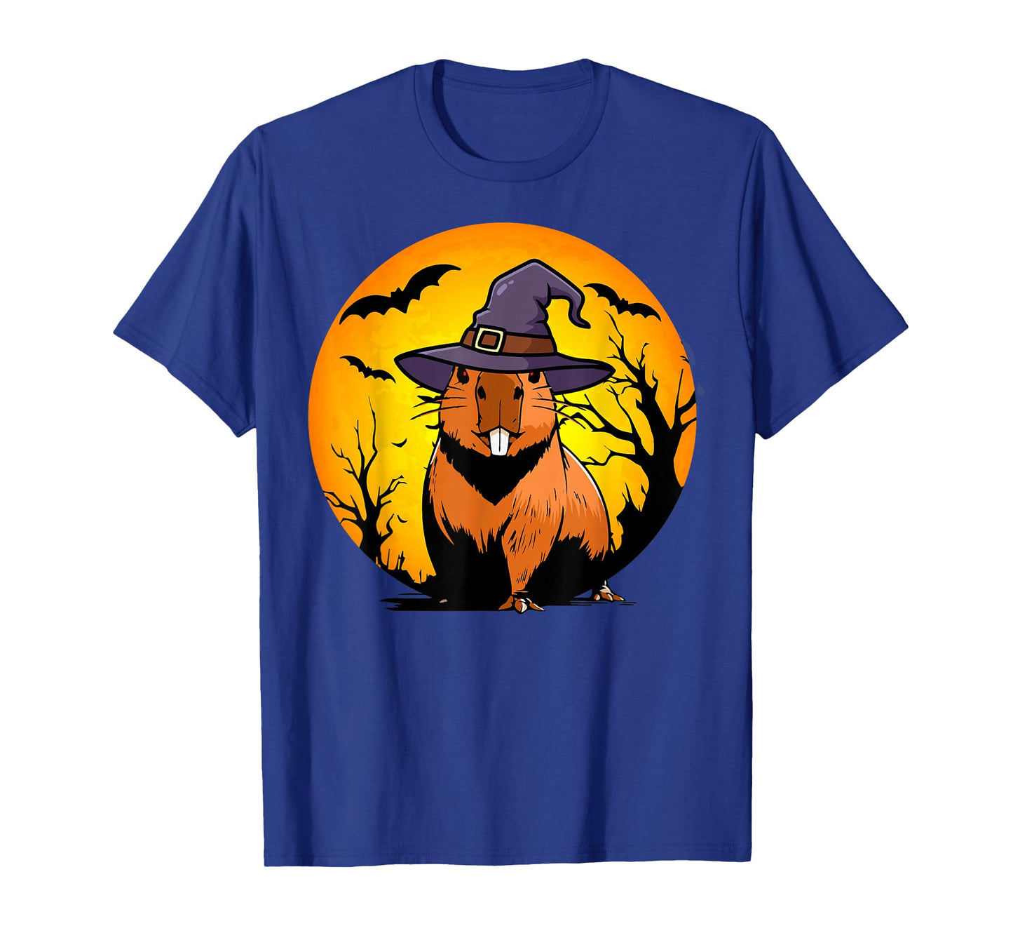 Capybara Witch Hat Halloween Moon Funny Spooky Animal T-Shirt