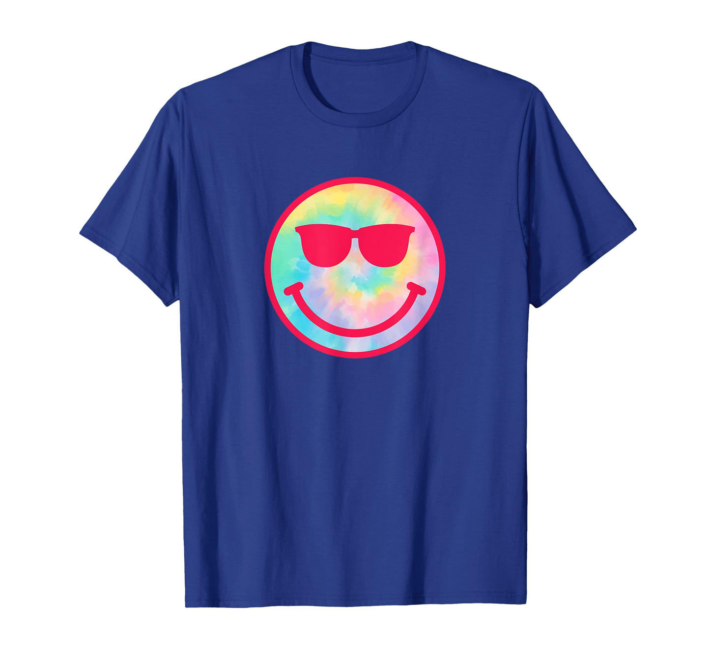 Smiling Emoticon Face Sunglasses Tie Dye Men Women T-Shirt