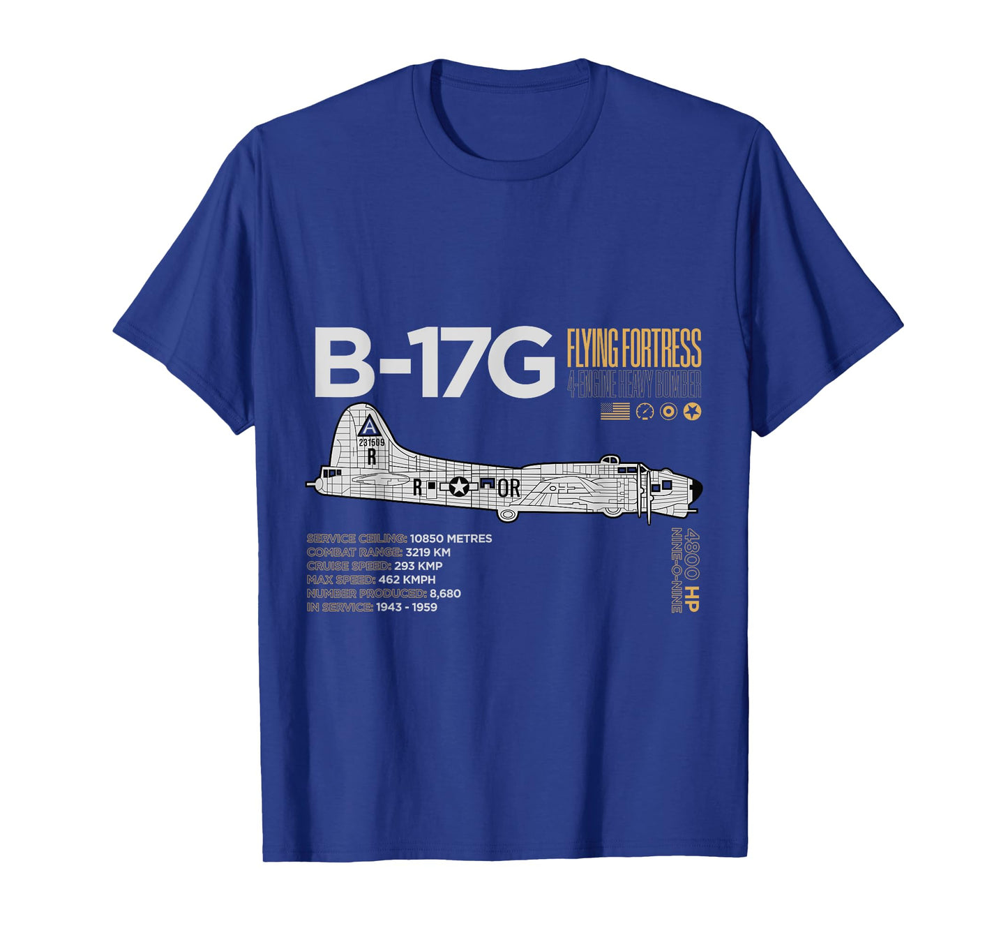 B-17G Flying Fortress Aircraft Schematics T-Shirt