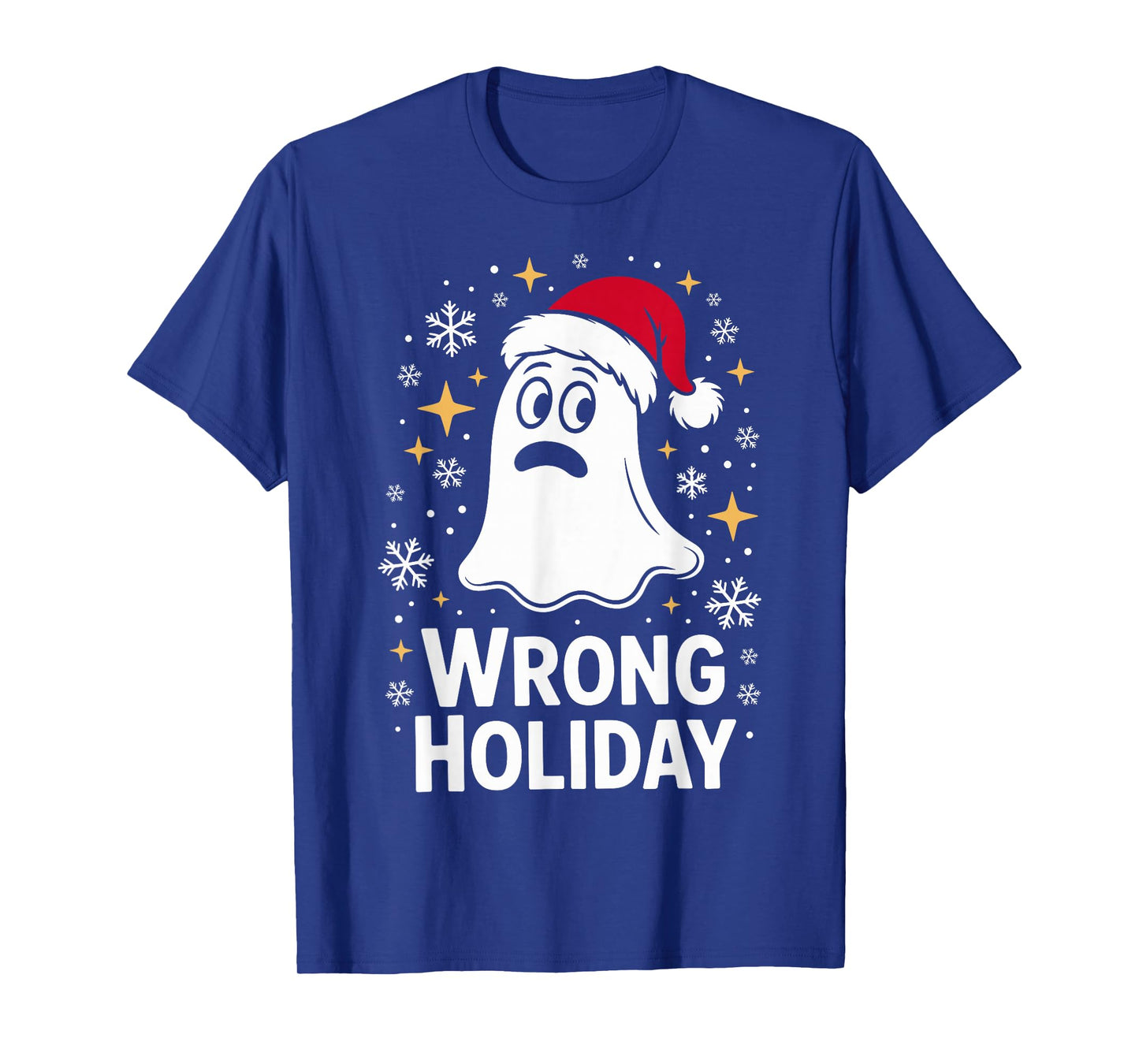 Wrong Holiday Ghost with Santa Hat Funny Halloween T-Shirt