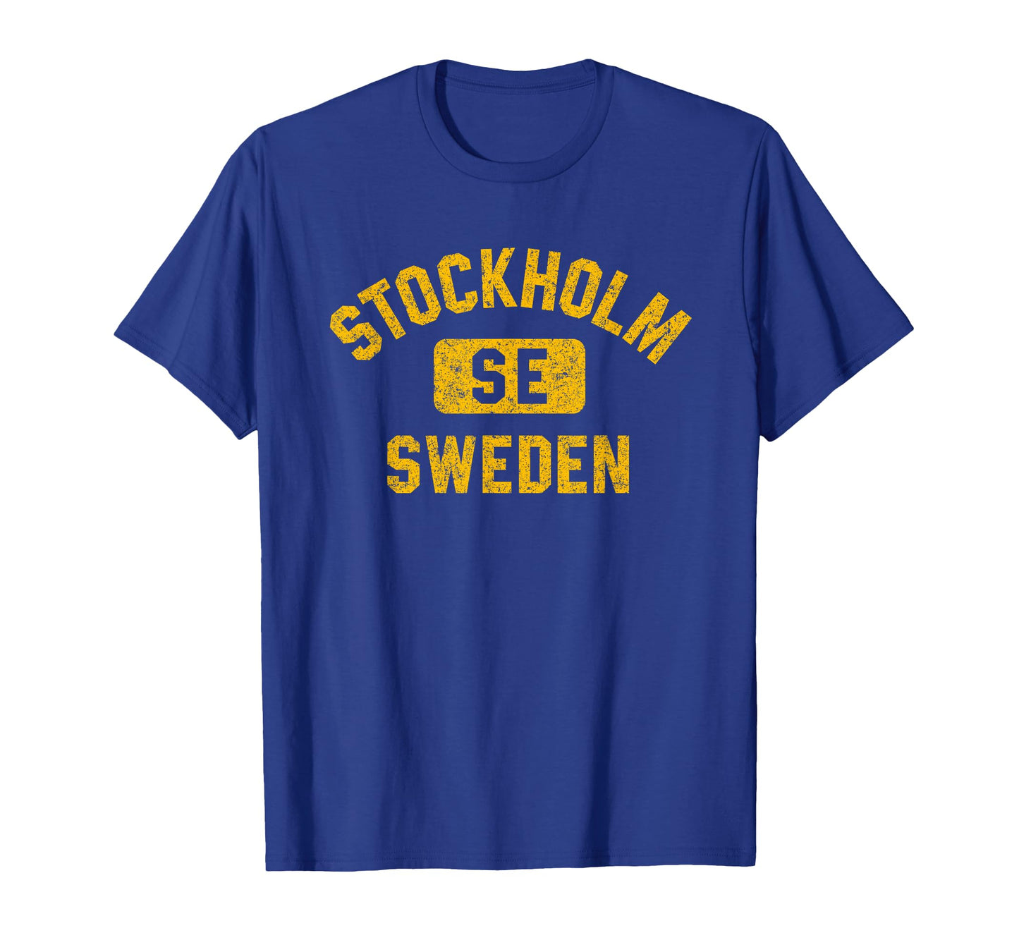 Stockholm Sweden SE Gym Style Distressed Amber Print T-Shirt