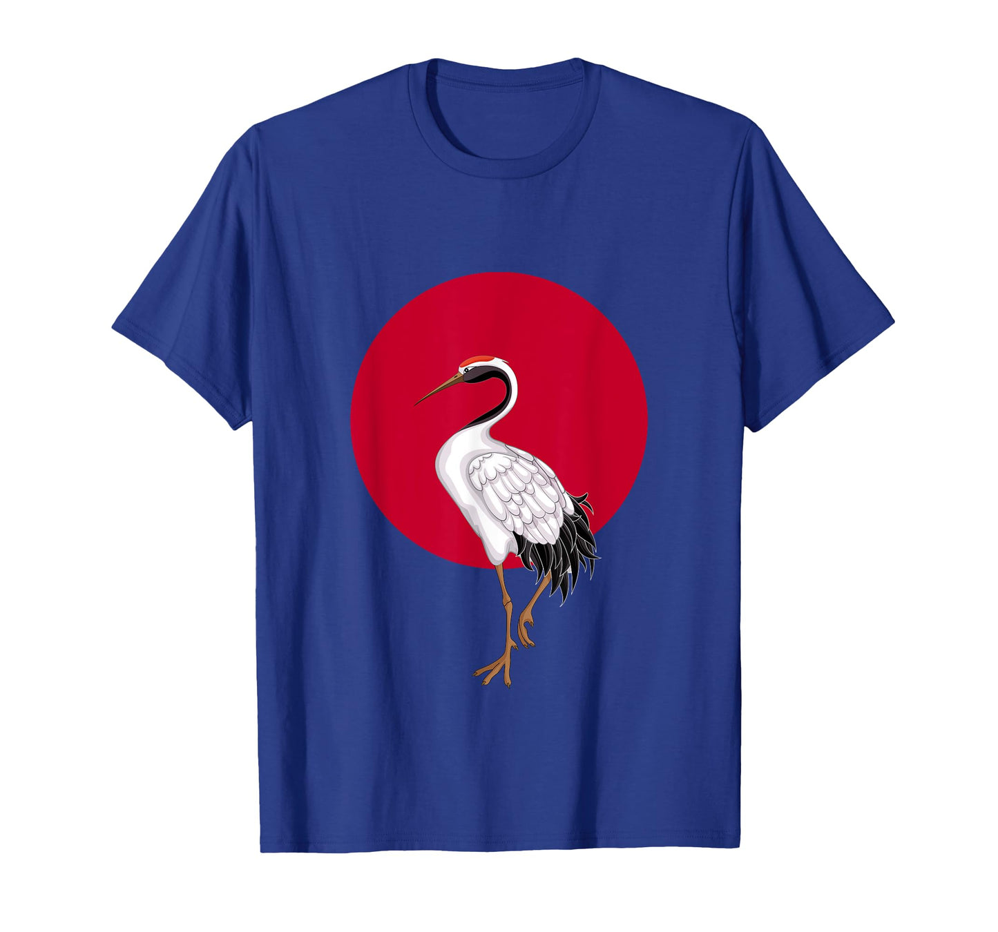 Cool Japan Flag Red Dot With Red Crowned Crane Japanese Bird T-Shirt