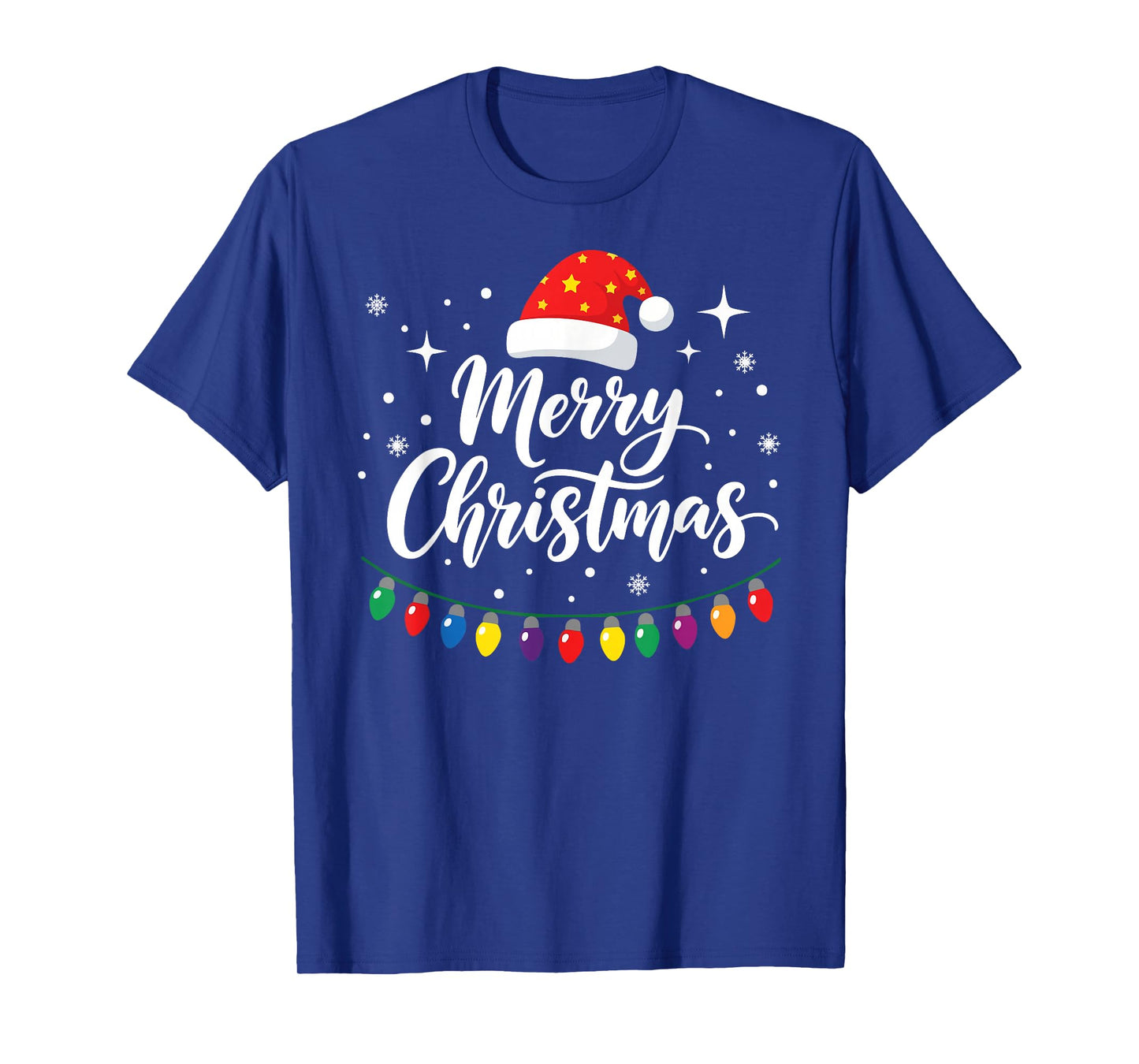 Merry Christmas Lights Red Santa Hat Xmas Family Men Women T-Shirt