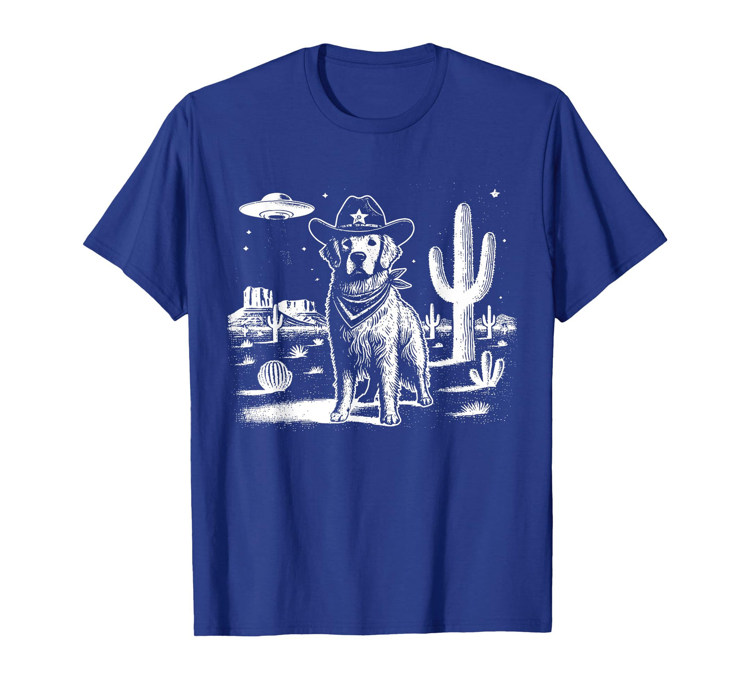 Vintage Dog UFO Western Golden Retriever Dog Lover Womens T-Shirt