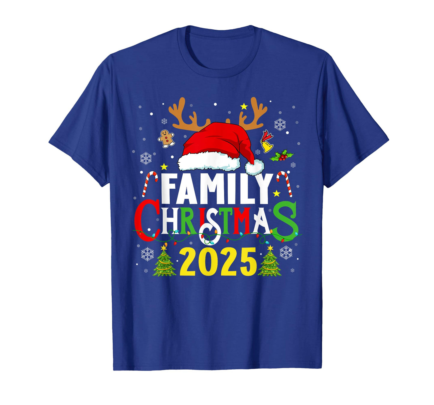 Family Christmas 2025 Santa Hat Reindeer Group Xmas Pajamas T-Shirt