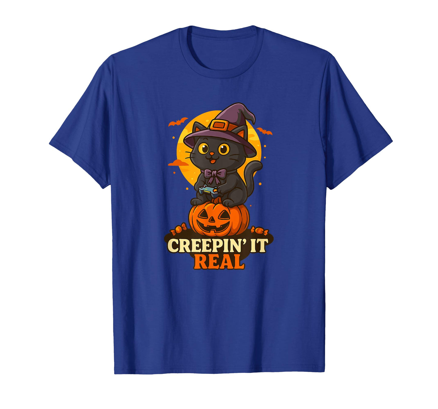 Moonlight Pumpkin Witch Cat Night Halloween Costume Spooky T-Shirt