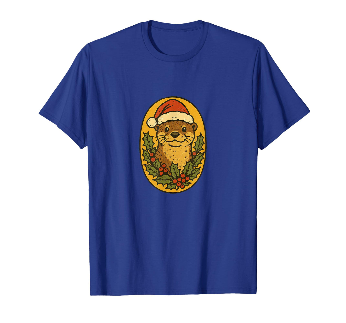 Otter Wearing a Santa Hat Christmas Winter Wildlife Holiday T-Shirt