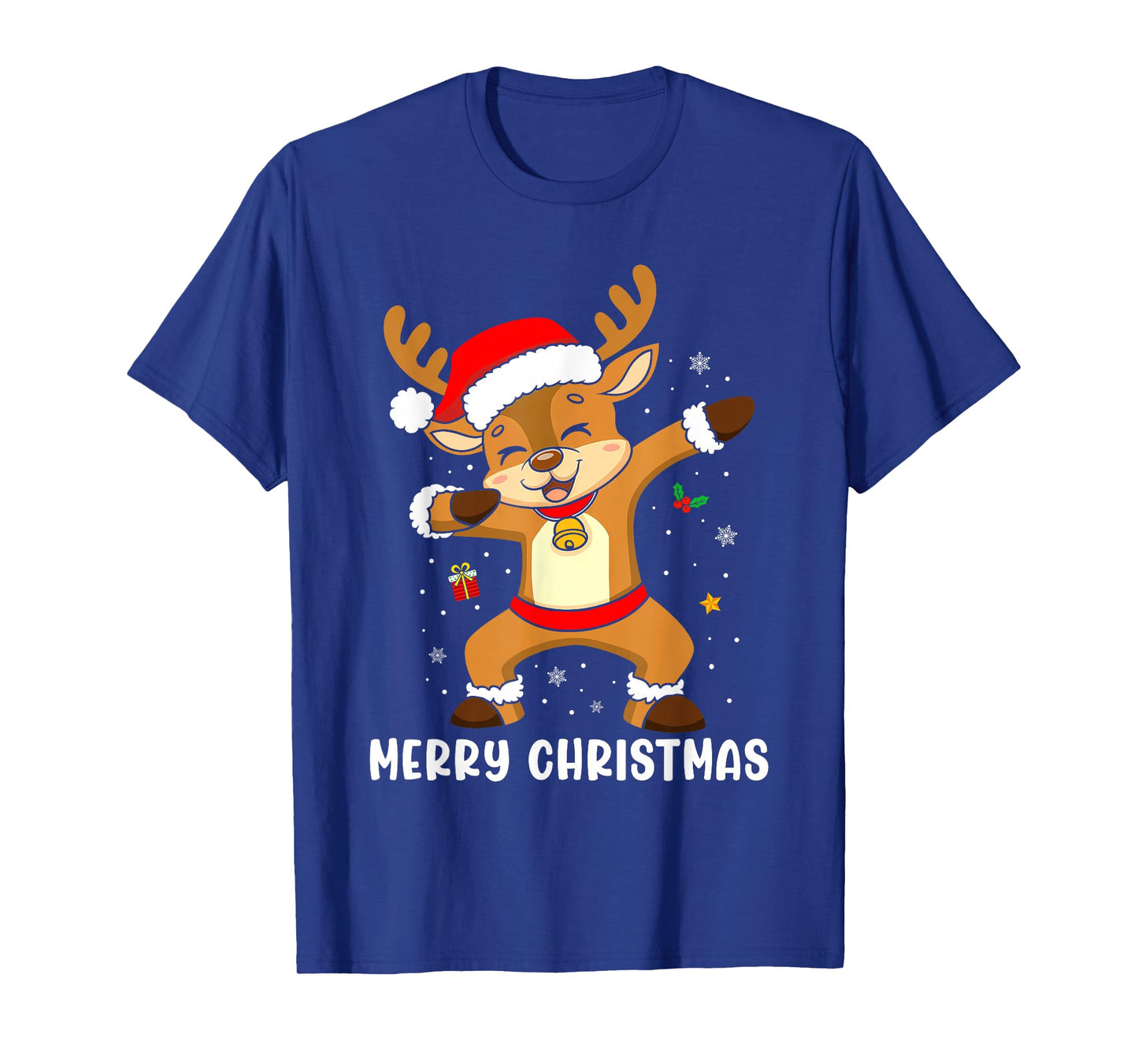 Merry Christmas Reindeer Santa Hat Family Xmas Pajamas T-Shirt