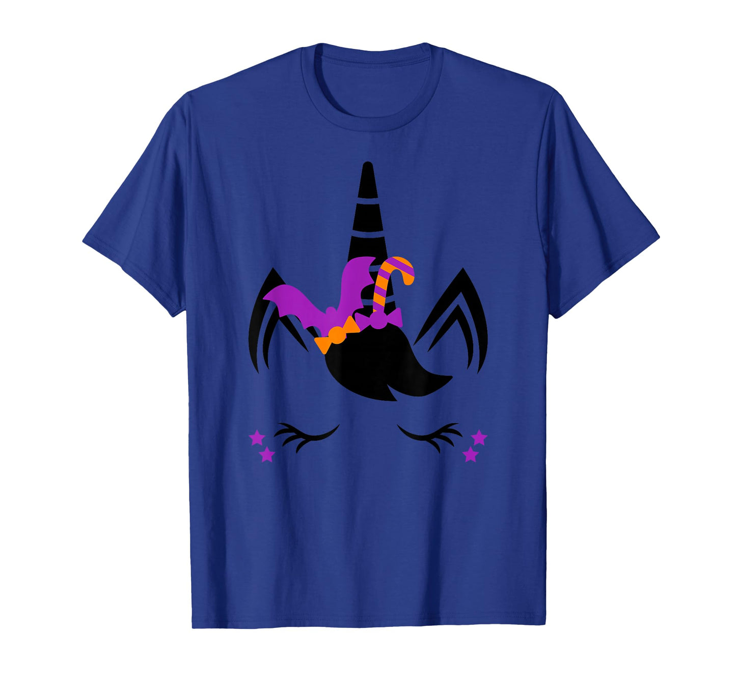 Unicorn Face Eyelashes Bat Candy Scary Halloween Costume T-Shirt
