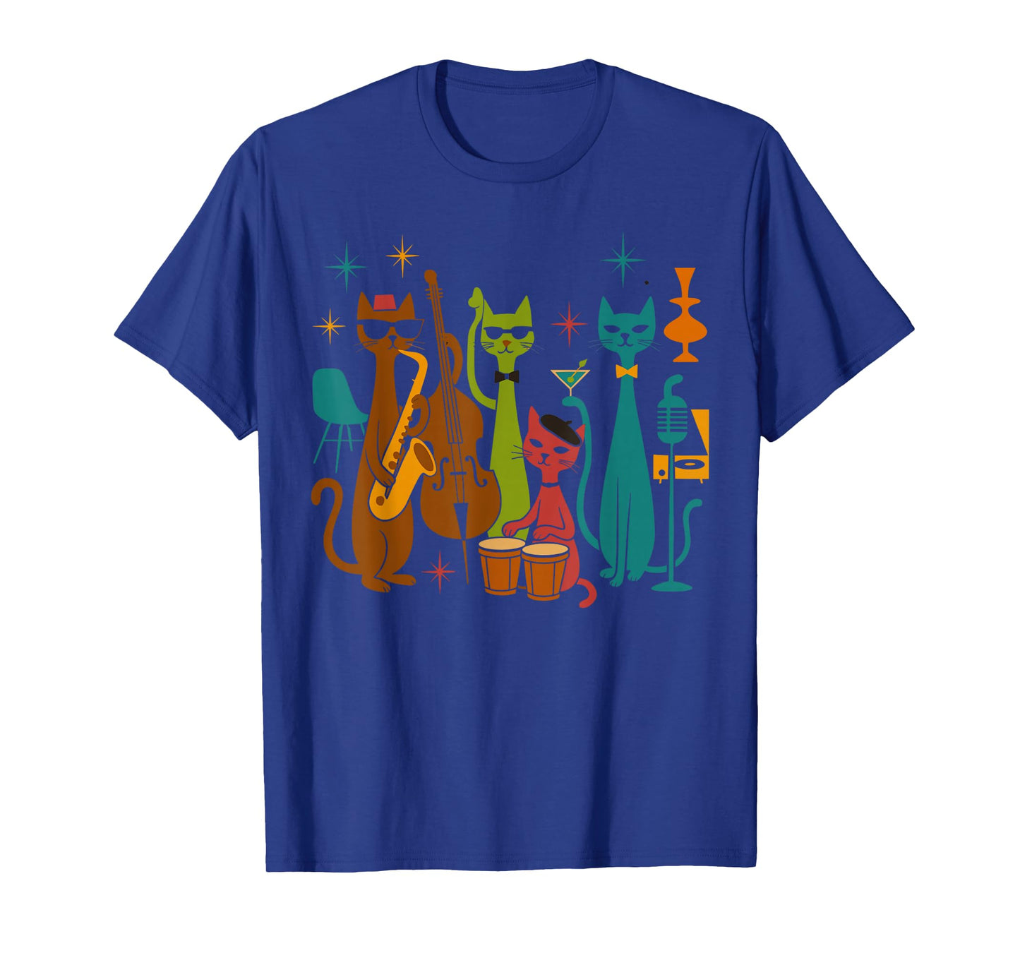 Mid Century Modern Band Cats Retro 50s 60s Style T-Shirt