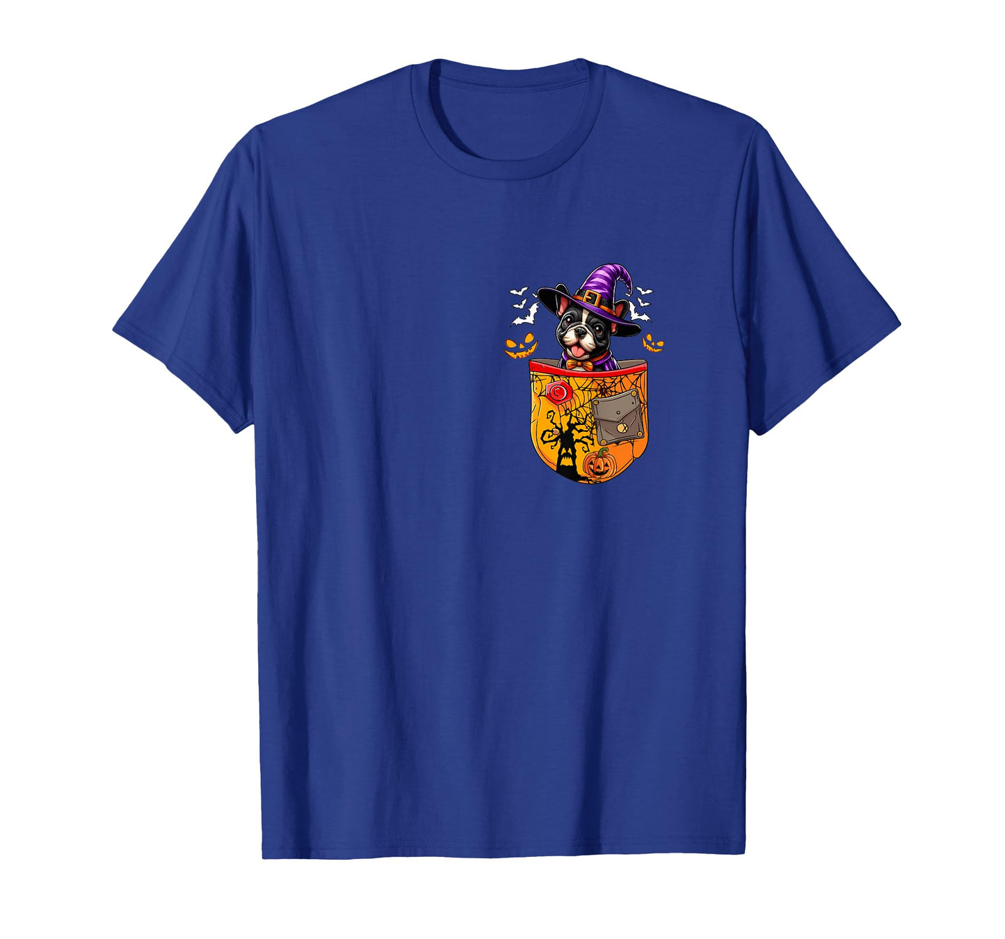 French Bulldog As Witch in Pocket Halloween Dog Owner T-Shirt