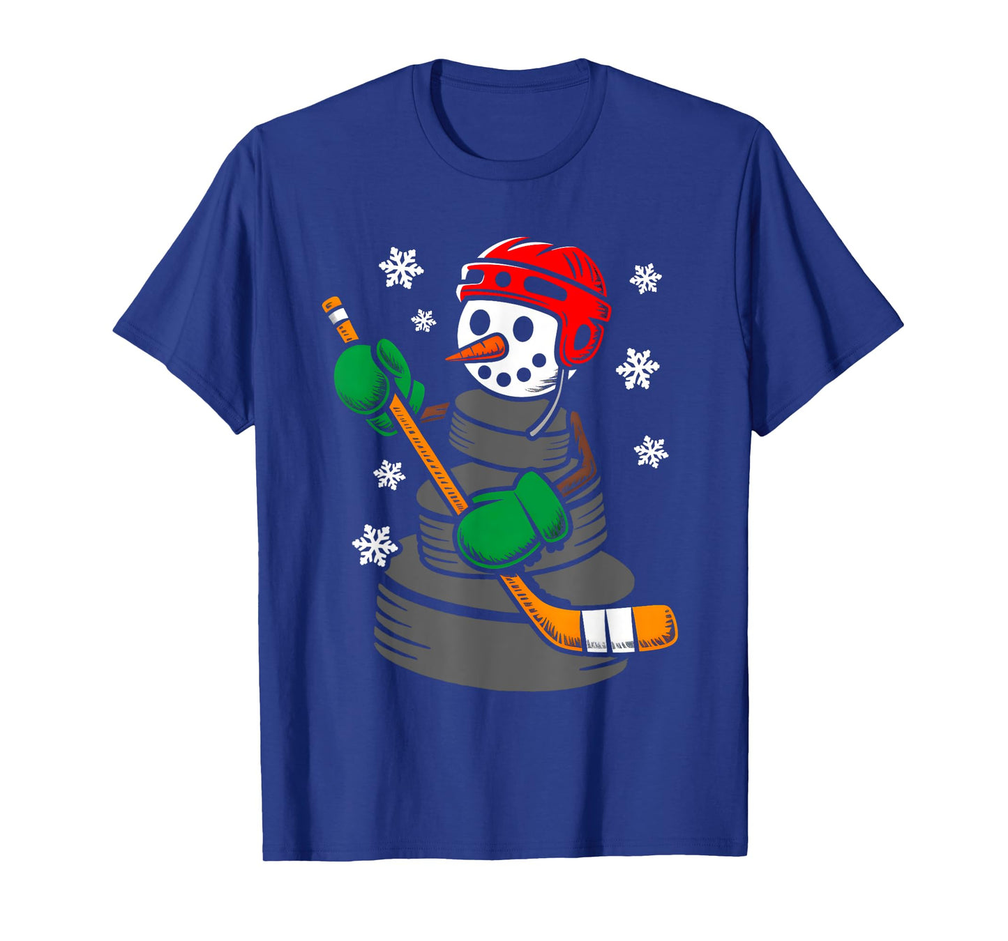 Hockey Santa Hat Snowman Xmas Funny Hockey Lover Christmas T-Shirt