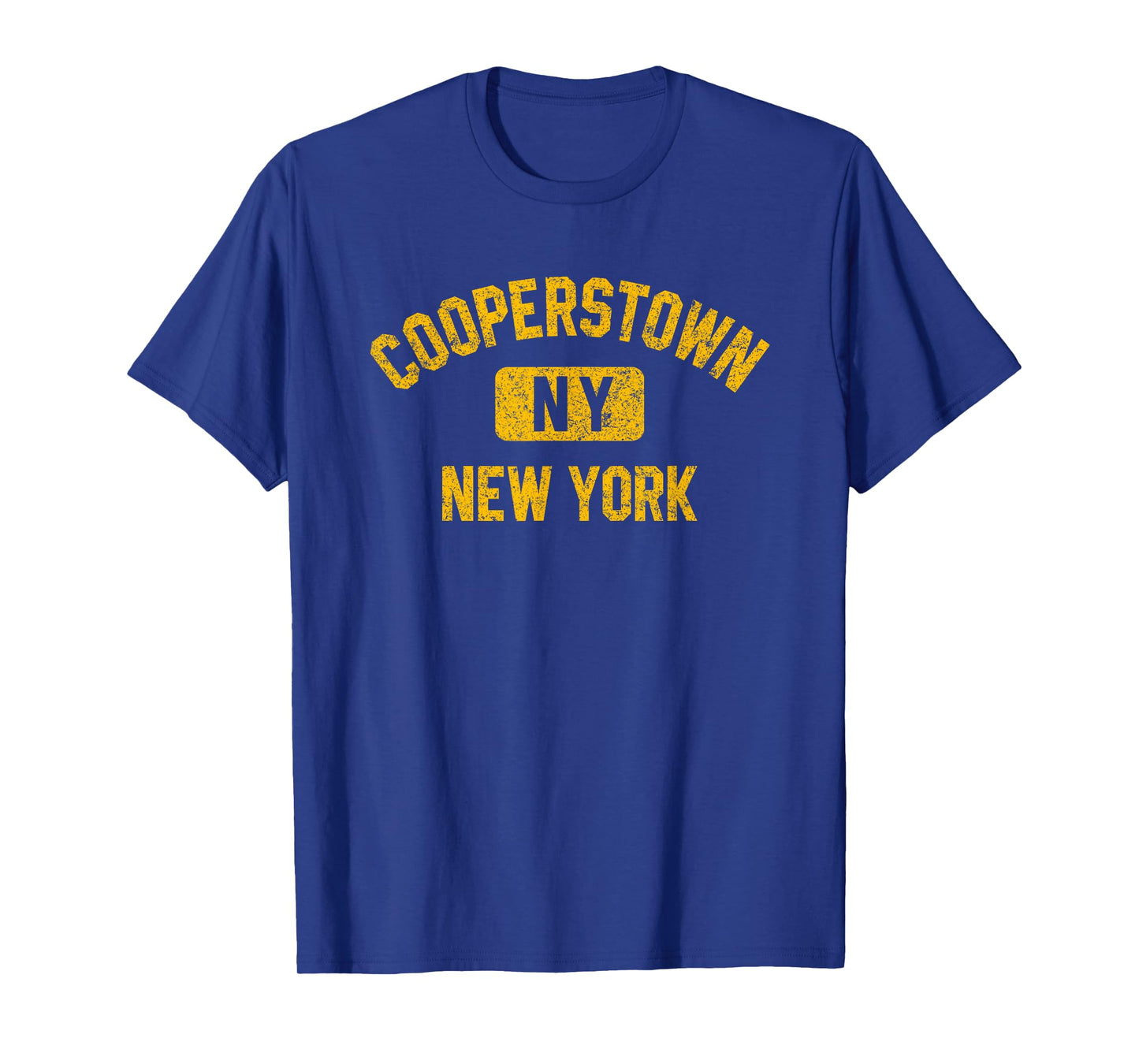 Cooperstown NY New York Gym Style Distressed Amber Print T-Shirt