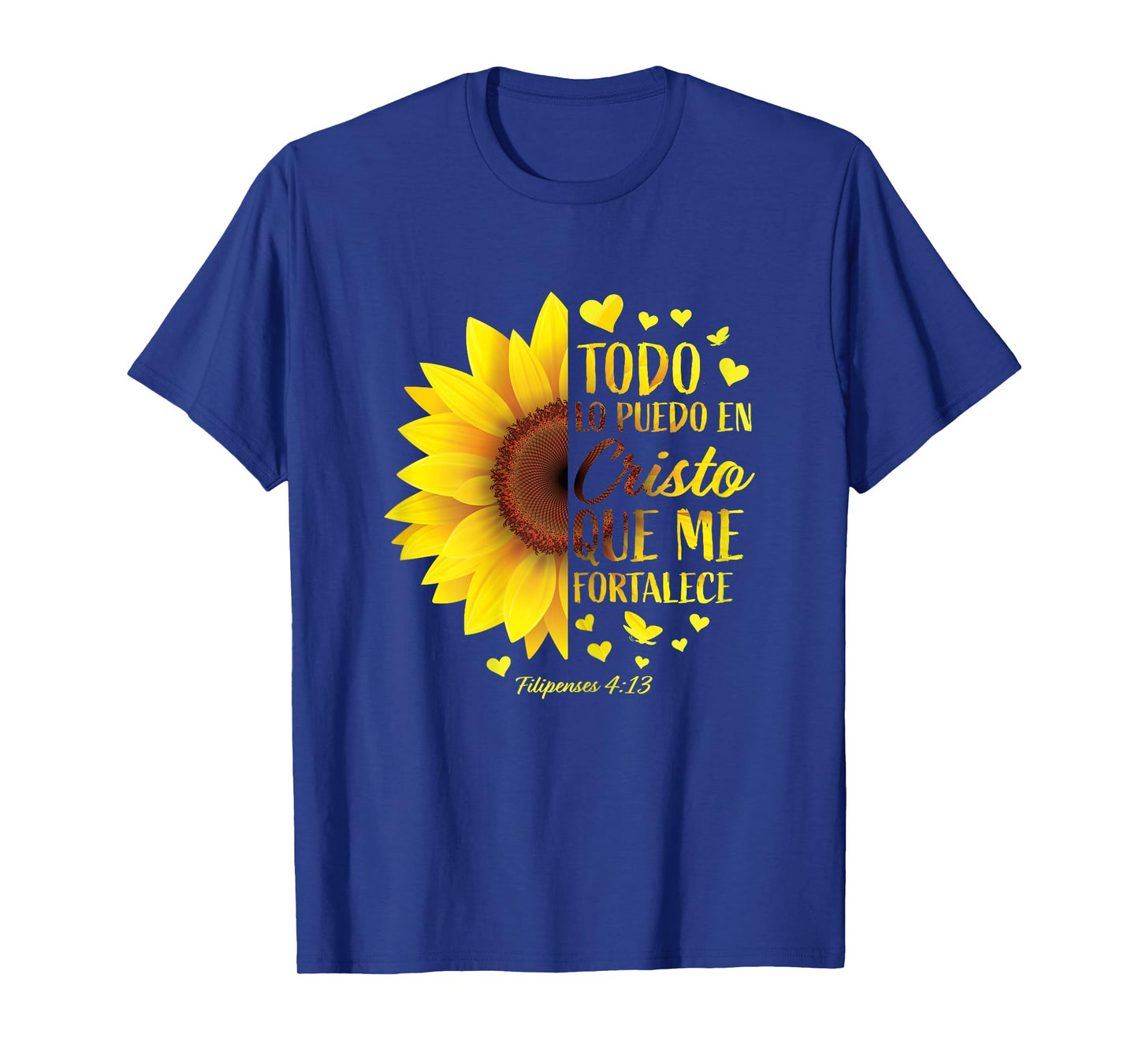 Christian Spanish Gift Women Religious Bible Verse Sunflower T-Shirt