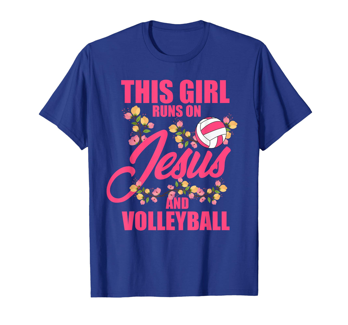 This Girl Runs on Jesus & Volleyball Sporty Religious Women T-Shirt