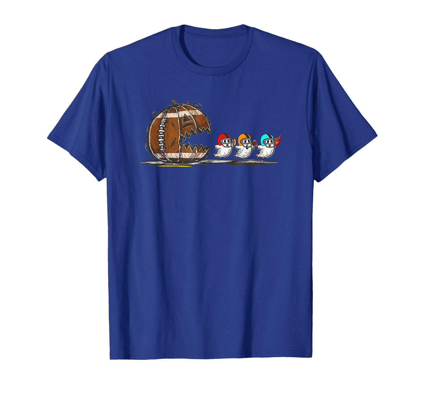 Halloween Gamer Pumpkin Eating Ghost Football Men Boys Kids T-Shirt