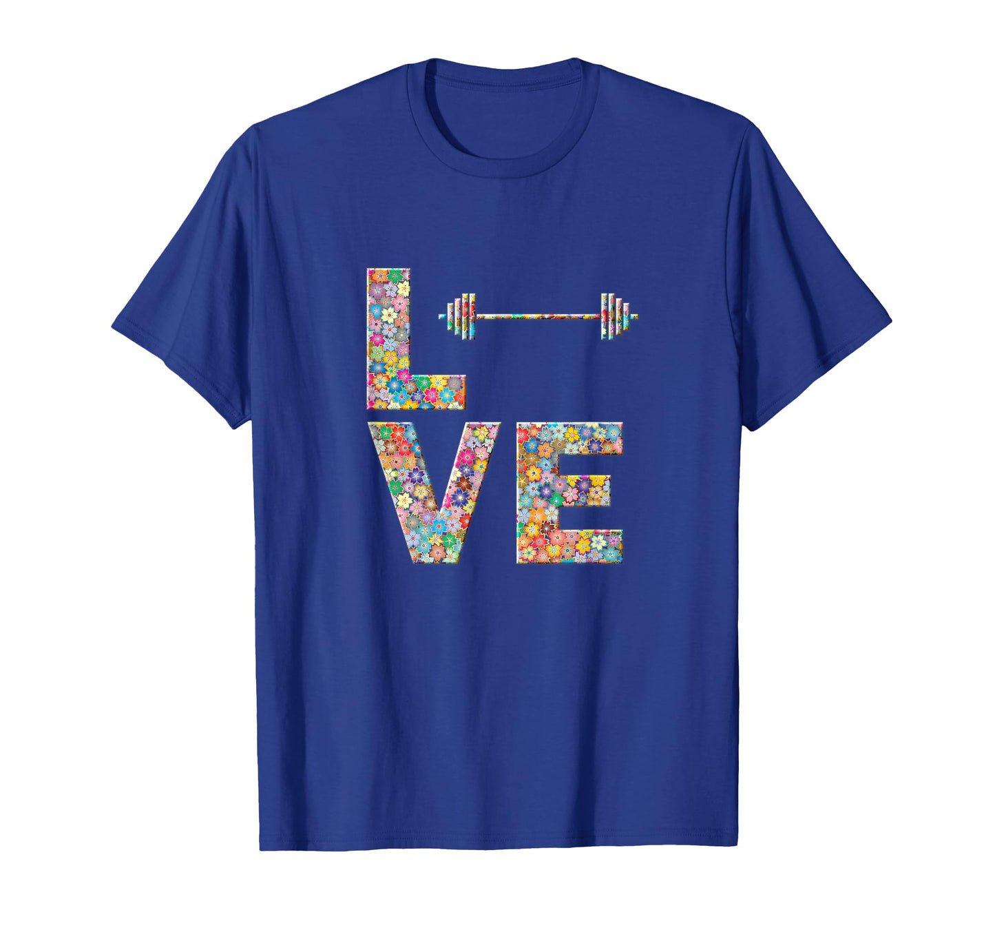 Barbell Gym Workout Love Flowers T-Shirt