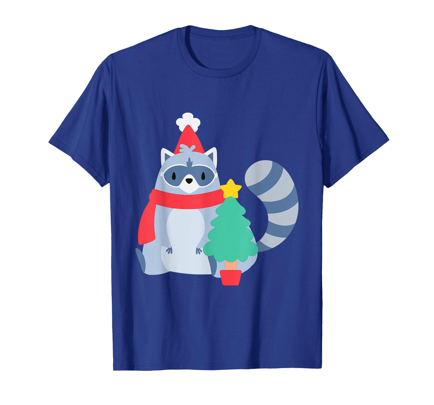 Ugly Christmas Raccoon Santa Xmas Tree Cute Happy Holidays T-Shirt