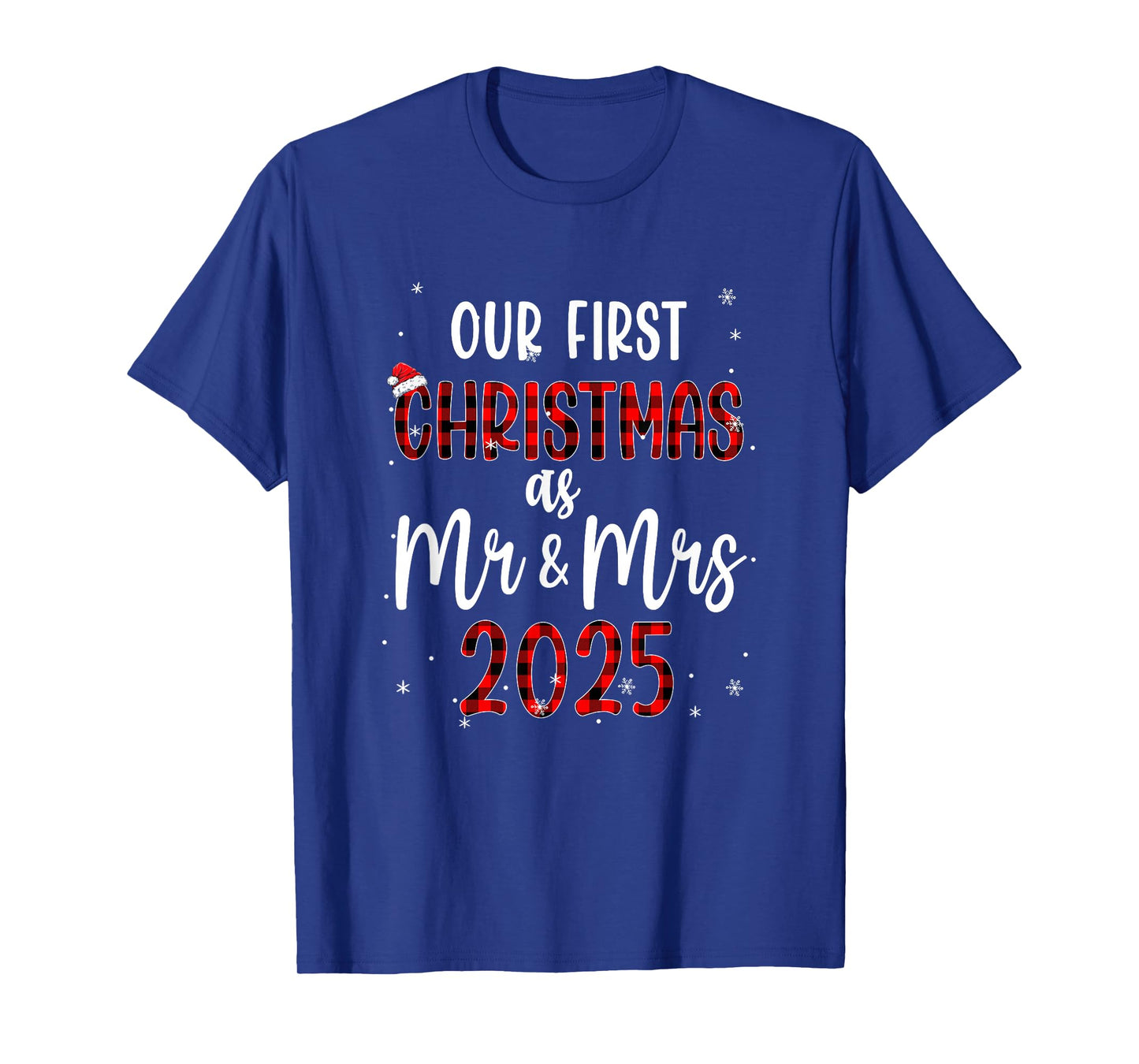 Couple Wife Husband Our First Christmas As Mr and Mrs 2025 T-Shirt