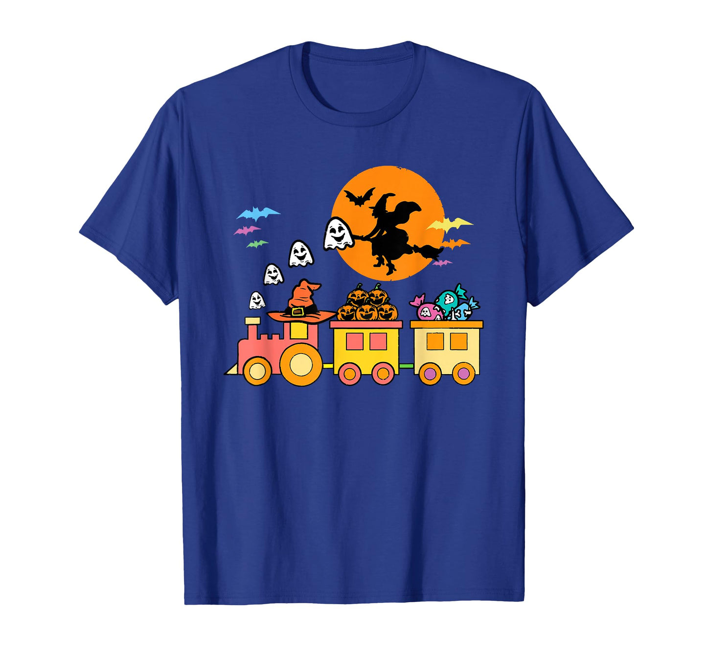 Halloween Ghost Train with Pumpkins and Witch T-Shirt