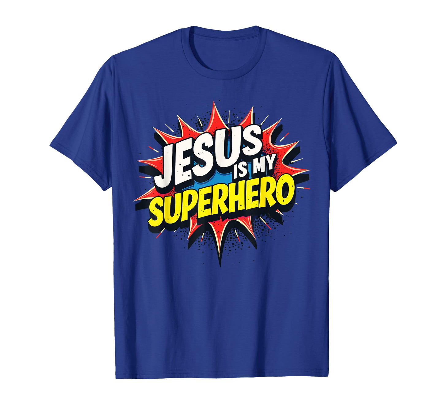 Jusus Lover Jesus is My Superhero Unisex-Kids T-Shirt Black Small Modern Classic Crew Neck Short Sleeve Polyester 100% Cotton Blend Machine Wash Superhero T-Shirt