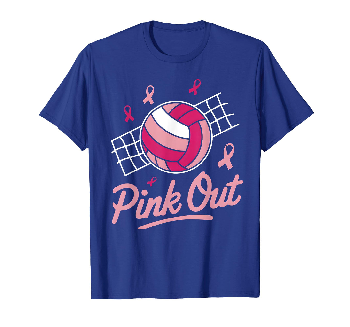 Volleyball Pink Out Breast Cancer Awareness Pink Ribbon T-Shirt