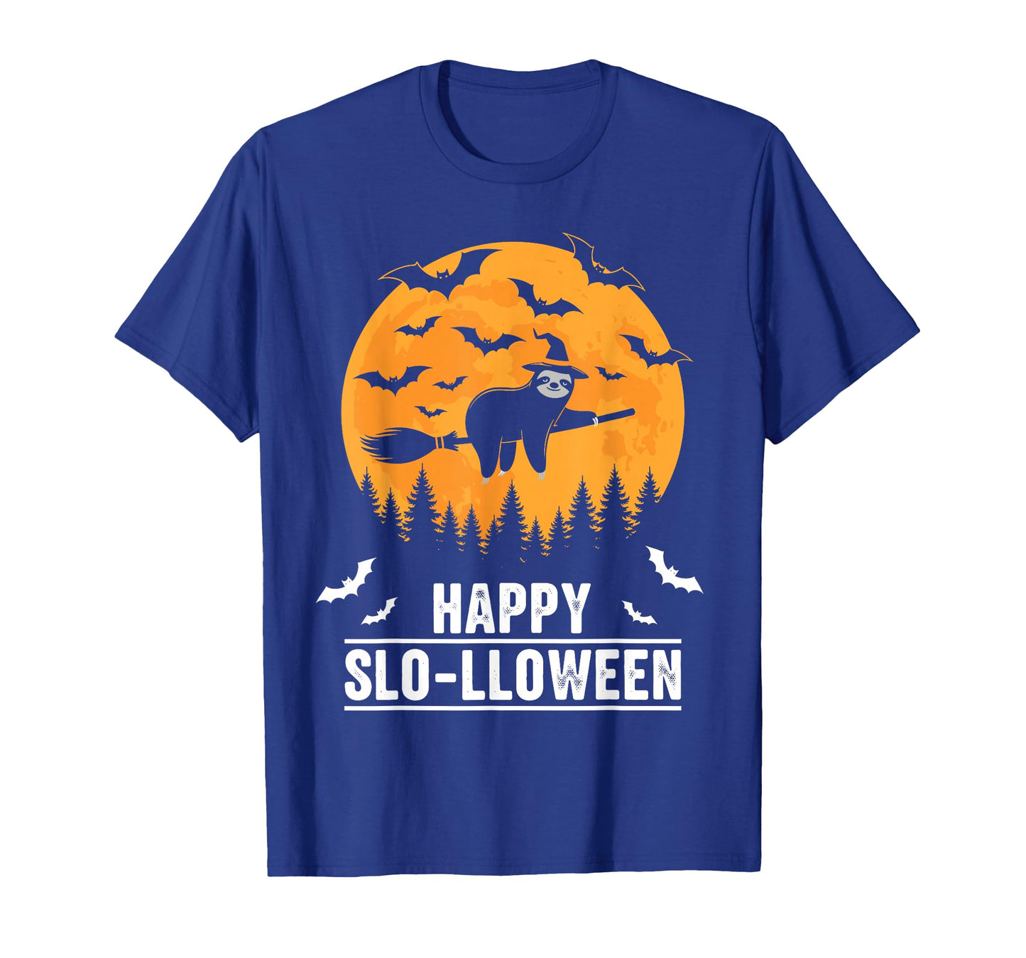 Happy Slo-lloween Funny Halloween Sloth Flying Witch T-Shirt