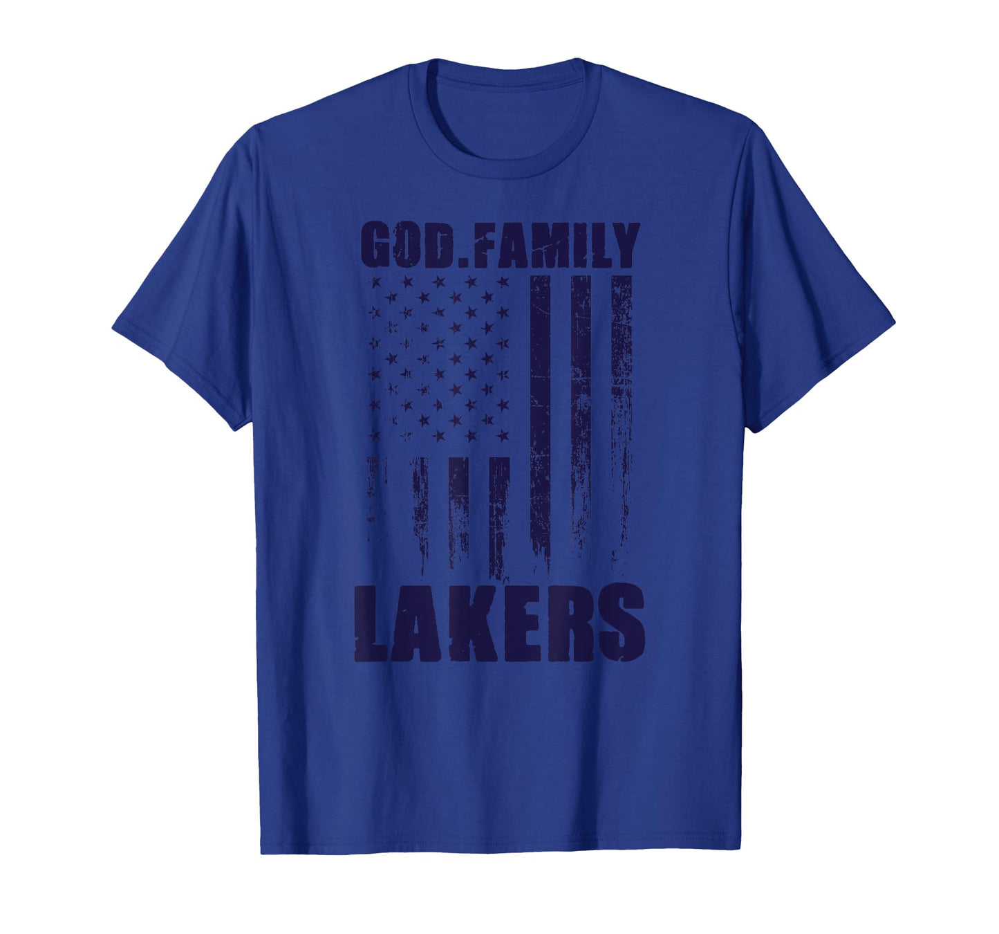 Russell County Lakers God. Family. Vintage USA Flag T-Shirt