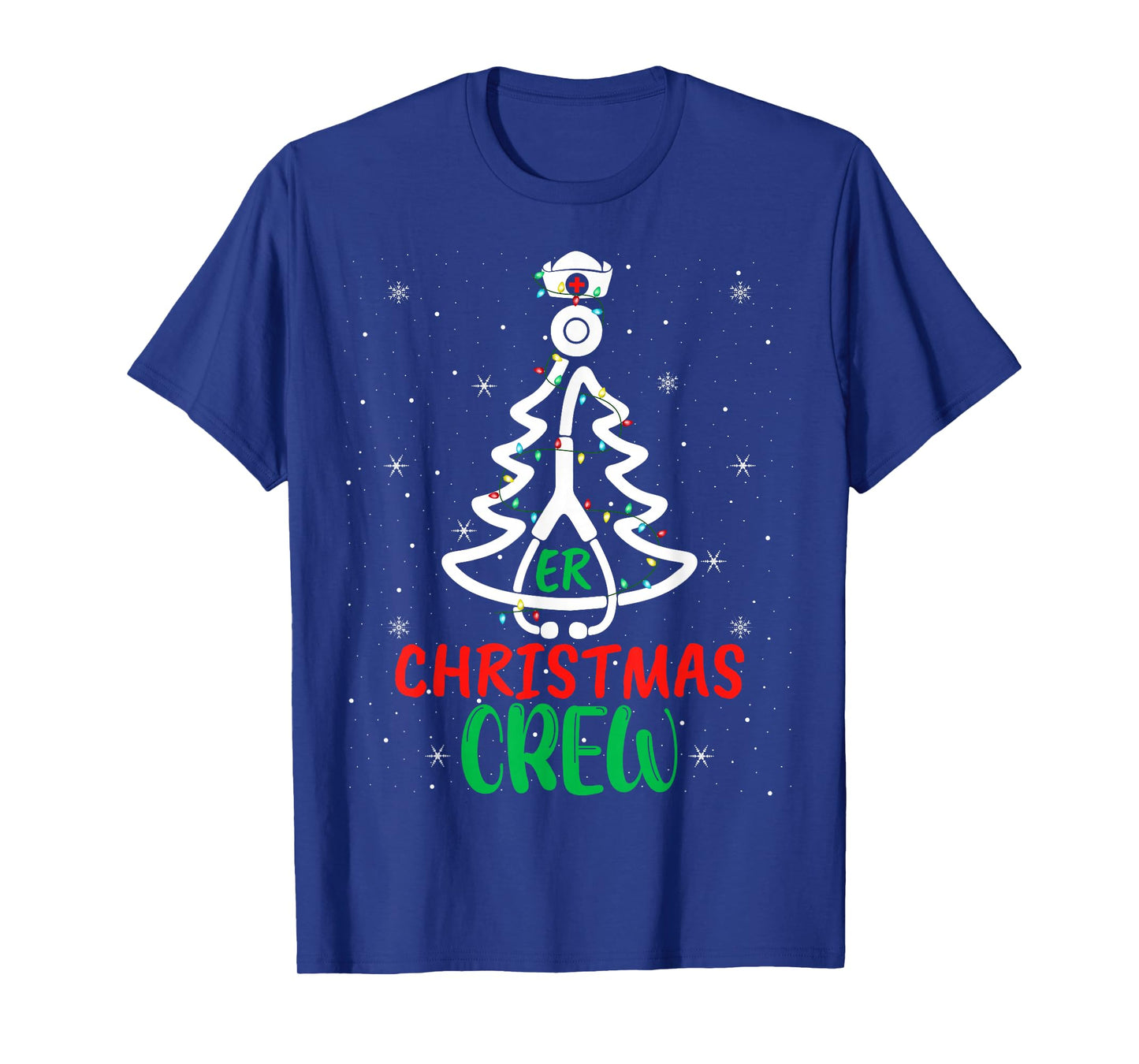 ER Nurse Christmas Crew Nurse Stethoscope Xmas Tree Nursing T-Shirt