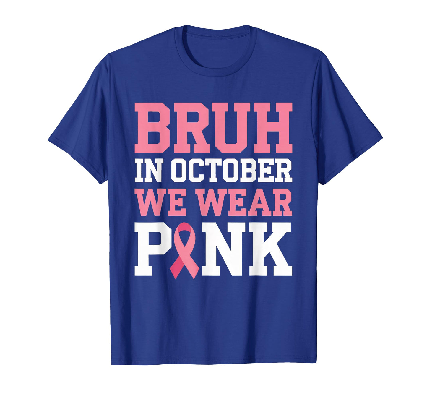 Breast Cancer Shirts for Kids Boys Bruh In October Wear Pink T-Shirt