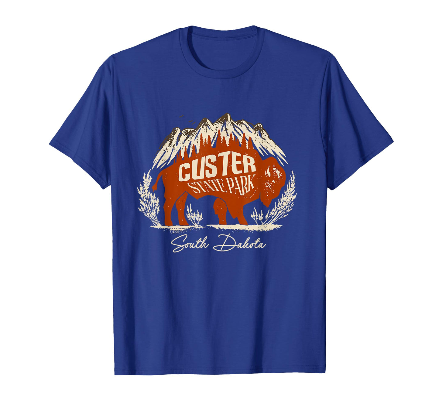 Bison And Mountains Custer State Park South Dakota Vintage T-Shirt