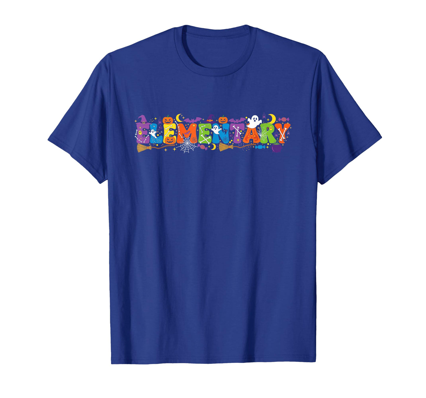 Elementary Pumpkin Ghost Skeleton Halloween Kids Mens Womens T-Shirt