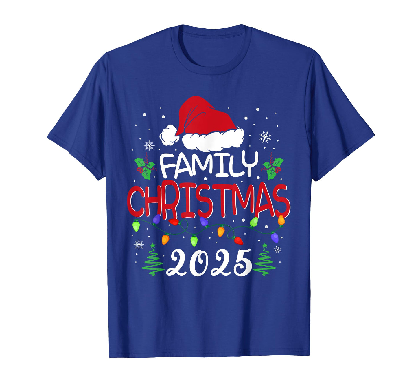 Family Christmas 2025 Xmas Lights Santa Hat Pajamas Holiday T-Shirt