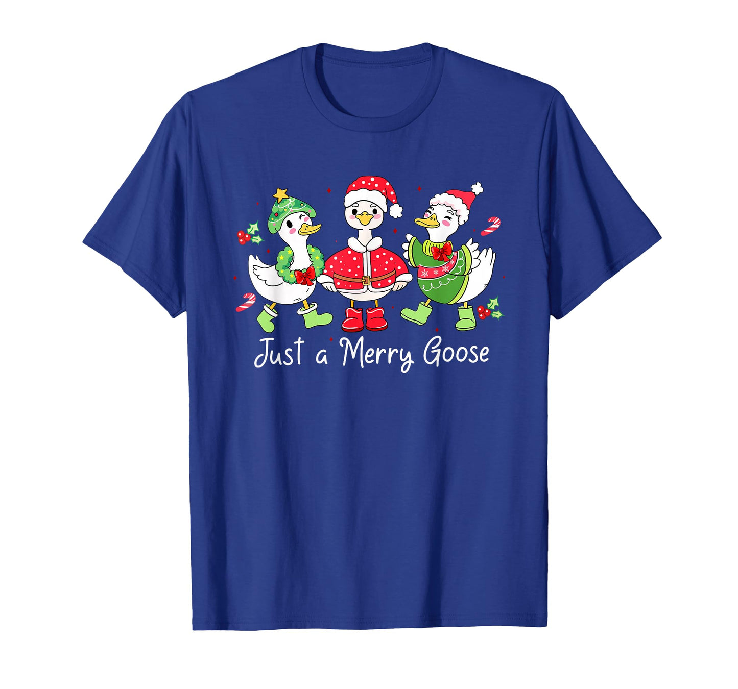 Retro Just A Merry Goose Funny Cute Goose Lovers Merry Xmas T-Shirt
