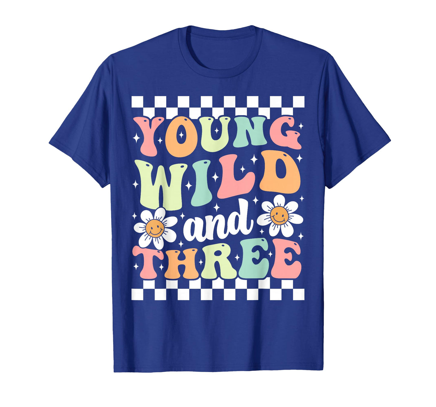 Young Wild And Three Cute Daisy Groovy 3rd Birthday Party T-Shirt