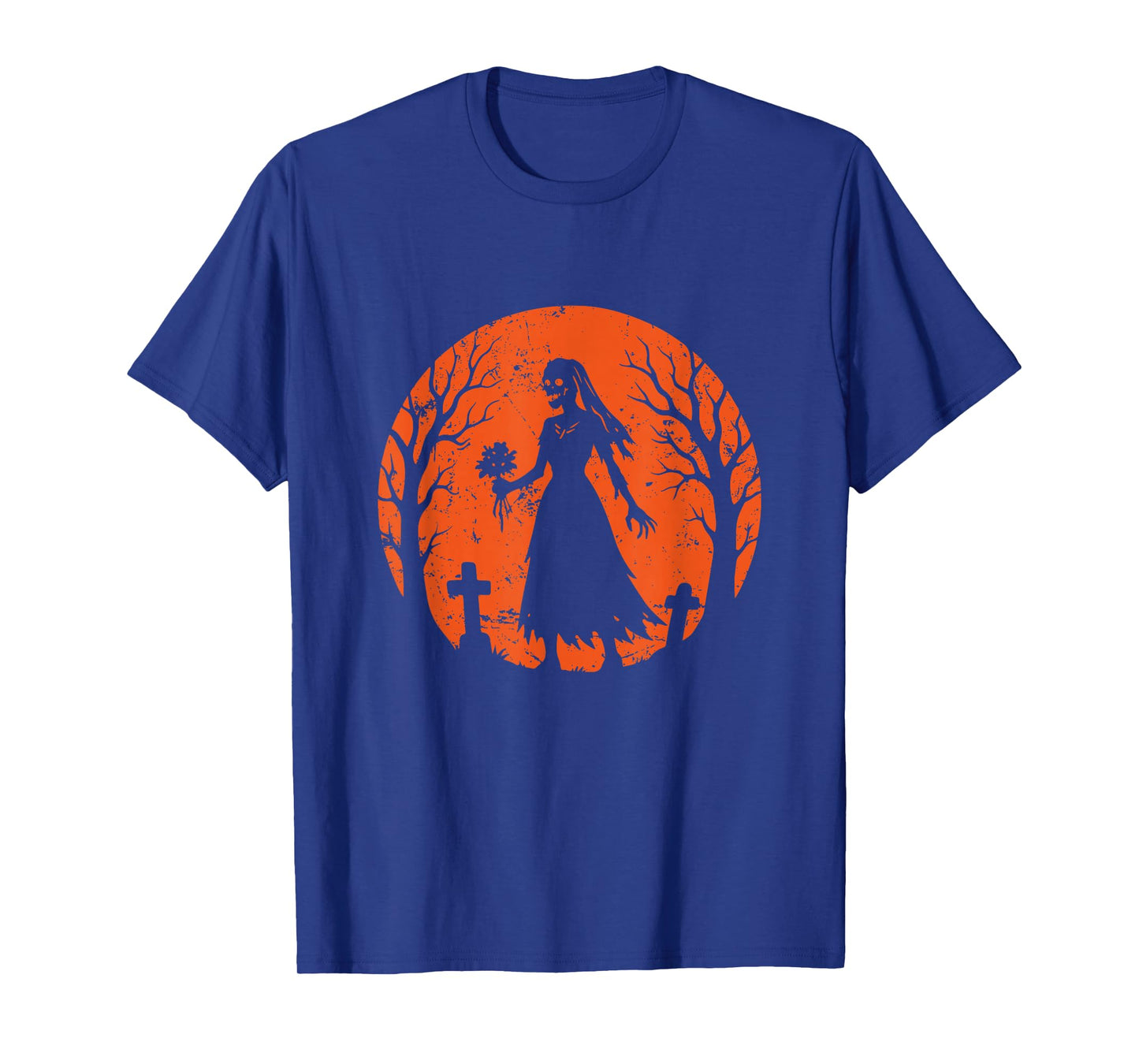 Skeleton Bride Cemetery Halloween Moon T-Shirt