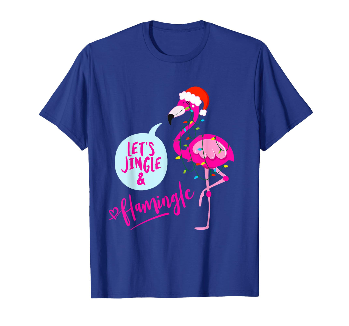 Bahaa's Tee Let's Jingle & Flamingle Unisex-Adults Christmas Graphic T-Shirt