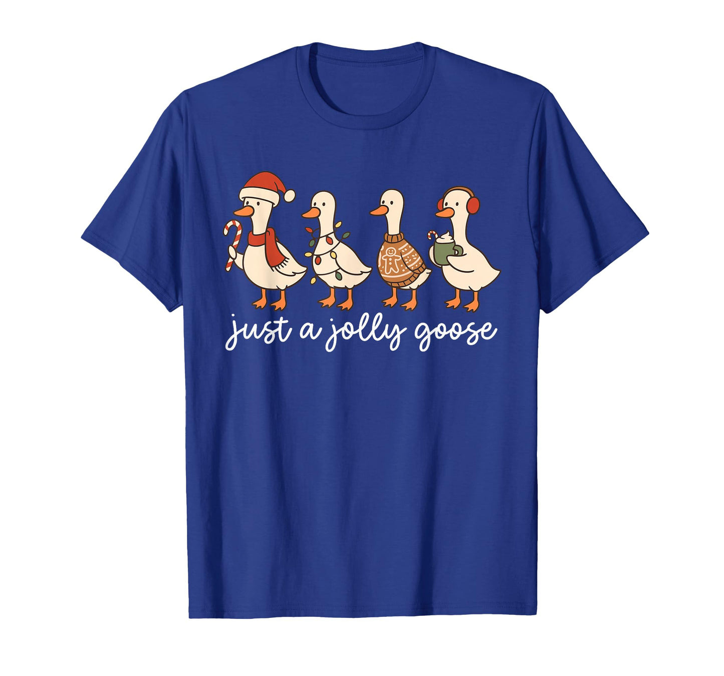 Cute Funny Just A Jolly Goose Silly Santa Hot Cocoa Xmas T-Shirt
