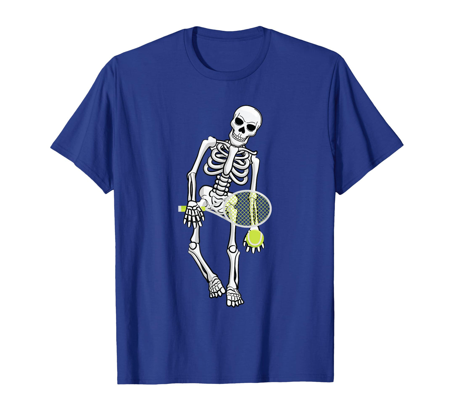 Skeleton Playing Tennis Lazy Halloween Costume Funny Sport T-Shirt