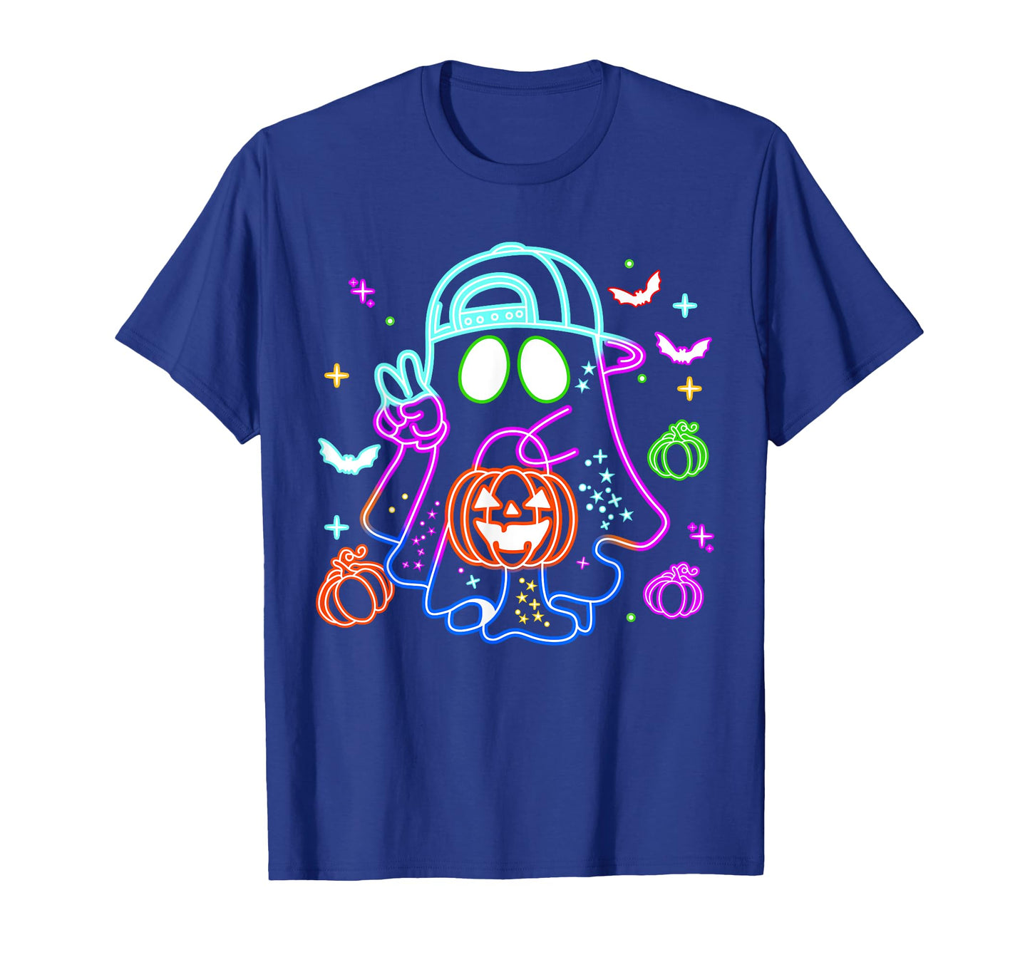 Boo Ghost Spooky Season Boys Kids Glow In Halloween Night T-Shirt